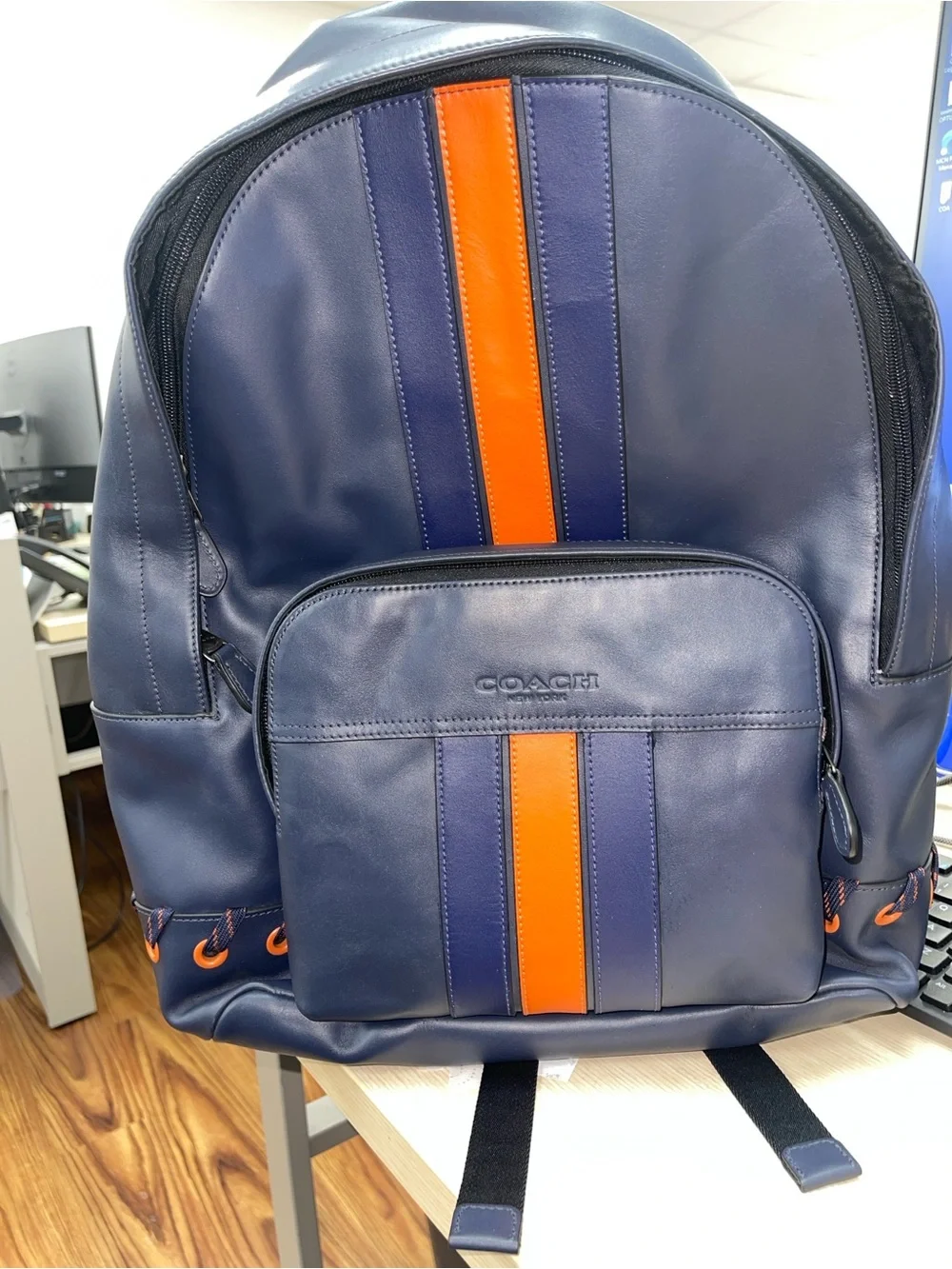 Coach Houston Leather Men's Backpack with Baseball Stitch 19397126032 NWT